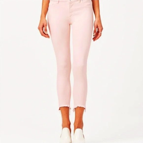 DL1961 Florence Skinny Mid Rise Instasculpt Crop Jeans in Blush Pink 24 NWT - Picture 1 of 12
